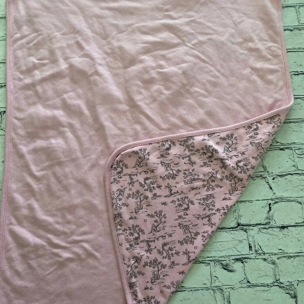 Starting Out Pink White ABC Toile Baby Girl Blanket Lovey Cotton 24